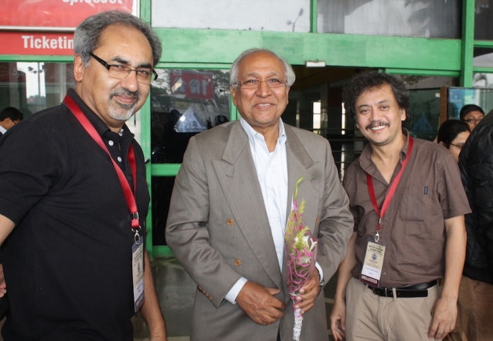 Dr. Kumaraseri with Kishore Thukral (left) and K. Ashok Wangdi (right) of IBC. From IBC