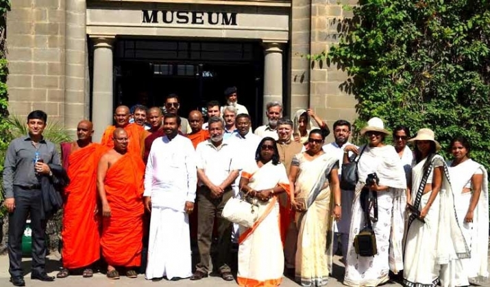 Muhammad Daud Ehtisham, far left, with the Sri Lankan delegation at Taxila Museum for Pakistan's first Vesak Festival. From ft.lk