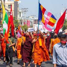 Peace Sangha Union Issues Statement on Myanmar Coup as Buddhist Monks Join Pro-democracy Protests