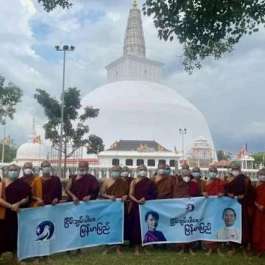 Buddhist Monks in Sri Lanka Pray for the Victims of Military Coup in Myanmar as Death Toll Rises
