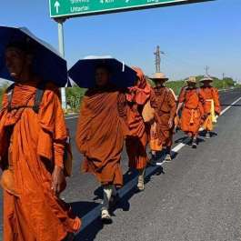 Buddhist Monks on Peace March from Thailand to France Stopped in India