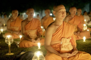 Theravada monks meditating. From buddhism.about.com.