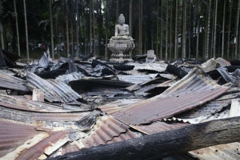 Ruins of a Buddhist temple, one of several that have been razed over the past several years. From www.thejakartapost.com.