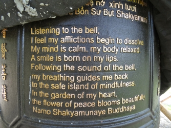 Mindfulness bell in the garden tower. photo: © Buddhistdoor