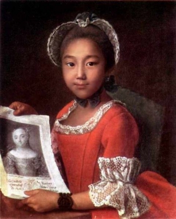 Portrait of a Kalmyk girl, by Ivan Argunov. From wikpedia.org.