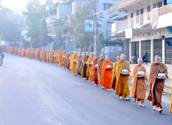 Bana Vihara Monks on Alms Round, Rangamati. Taken from Supon Chukma