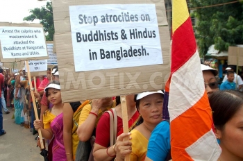 Indian Protests Against Attacks on Buddhists and Hindus in Bangladesh. Taken from www.demotix.com