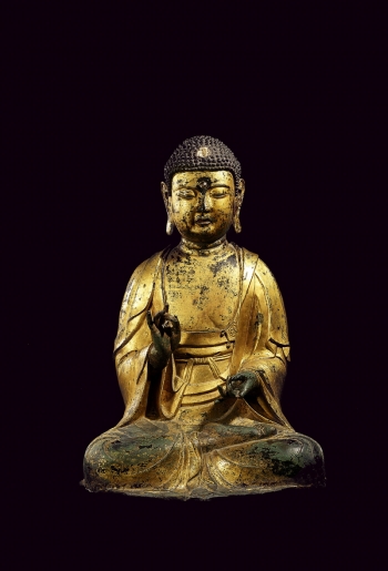 Seated Amitabha Buddha, Bronze finish, the Goryeo Dynasty, 14th century. From www.cornucopia.net.