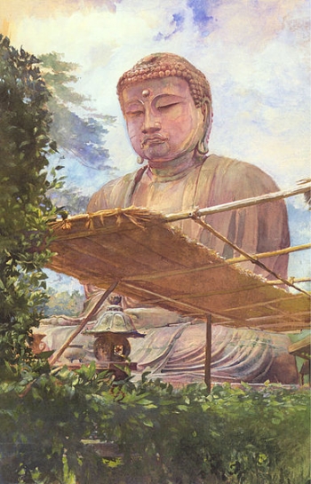 The Great Statue of Amida Buddha at Kamakura by John LaFarge, 1886. From Wikimedia Commons.