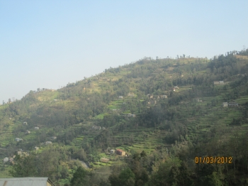 Village on slope of Namo Buddha Mountain. From: BD Dipananda