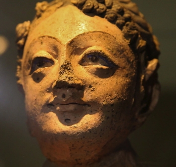 A Buddha head excavated from Mes Aynak. From 