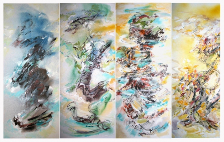 Four Seasons (#s 21, 22,23,24) 78in x 48in. Acrylic on Canvas. From Wendy Yeo