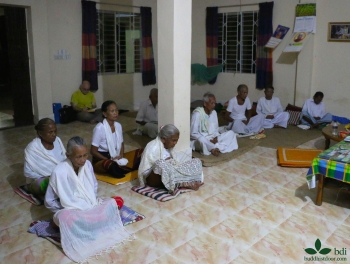 Village laity in Rangamati doing meditation during uposatha. From Jnan Nanda for BDI