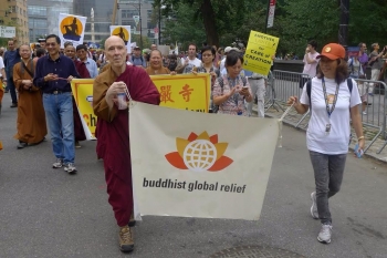 Bhikkhu Bodhi joins the People's Climate March. From BGR Facebook page.