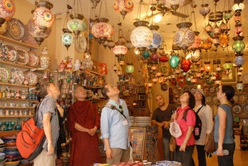 Buddhist guests admiring Turkish lights. From ACDC