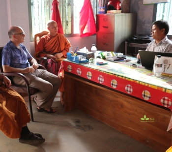 From left: John Cannon, Ven. Buddhadatta, joint secretary, and Ashok Kumar Chakma, executive director of Moanoghar. From Buddhistdoor International