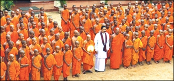 The president of Sri Lanka at the opening of the Mahavihara's new building and library. From Sean Mós