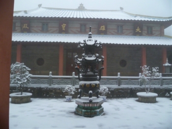The main hall at True Suchness Monastery, near Nanchang, China, January 2014. From Eric Johns