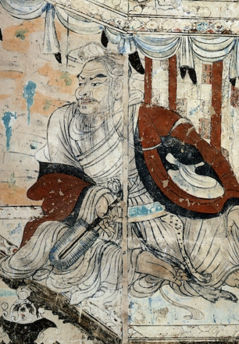 Vimalakirti, Dunhuang. 8th century, wall painting. From commons.wikimedia.org
