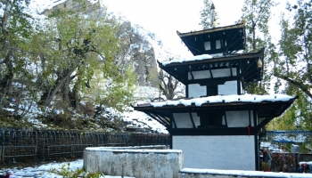 Main temple of Muktinath with water spouts