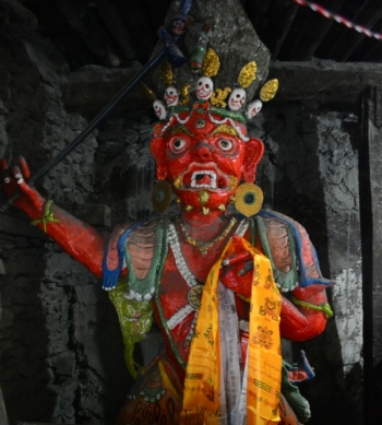 Protector deity at the entrance to Braga Gompa