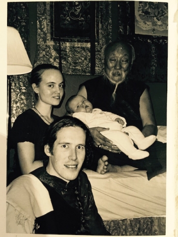 The author with his daughter and Chagdud Tulku Rinpoche. From Dorje Kirsten