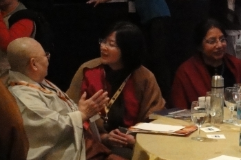 Ven. Sang Won (left) and Dr. Renuka Singh (right). Dr. Christie Yu-Ling Chang (middle) from Taiwan is the current president of the Sakyaditha International Association of Buddhist Women.