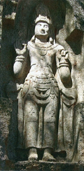 Avalokitesvara carved into cliff at Weligama, Sri Lanka