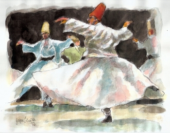 At the Rumi Museum and Mausoleum, Sufis demonstrate the dance of the whirling dervishes as a path of self-cultivation.