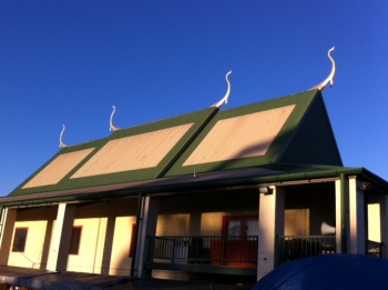 The traditional roof of the main hall at Buddharangsi Temple. From Andrew. J. Williams