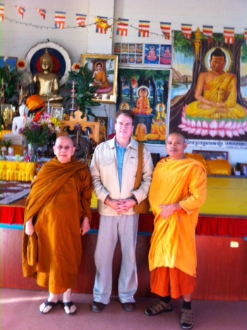 From left: Venerable Sambathsam, Andrew J. Williams, and Venerable Bora. From Andrew. J. Williams