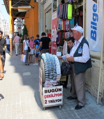 Lottery ticket vendors on the street in Istanbul