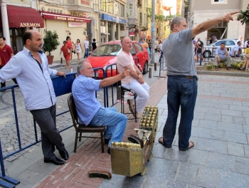 Shoe vendors on the street in Istanbul