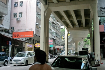 Flyover in Tin Hau district. At night, many of these flyovers are frequented by the homeless