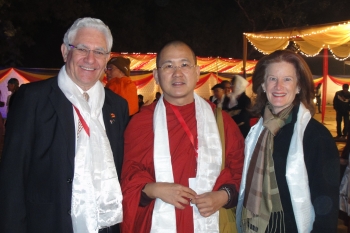Ven. Dhammapala with Cathy Ziengs, Executive Coordinator of Buddhistdoor International, and Kim Hollow, of the Buddhist Council of Queensland.