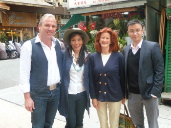 Dechen with producer Helge van Dyk, Cathy Ziengs (BDI executive coordinator), and Raymond Lam (editor).