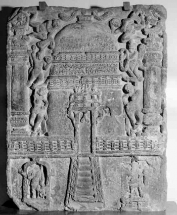 Figure 16: Jain stupa with wheel (top left). Photo: Huntington Archive 0000834.