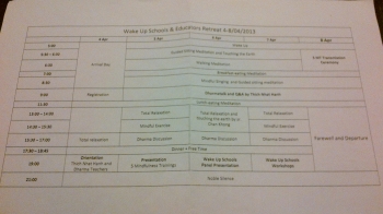 The schedule of the retreat.