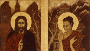 A frieze of Jesus Christ and the Buddha. From http://greatmiddleway.wordpress.com.