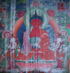 The Buddha Amitabha with bodhisattva attendants, Ladakh, 2010