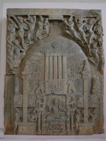 Slab showing stupa, Nagarjunakonda Archaeological Museum, Andhra Pradesh. From the stupa at Nagarjunakonda, Andhra Pradesh, limestone, c. 1st–c. 2nd century. (P. 58, fig. 1.18.) Photo from Catherine Becker