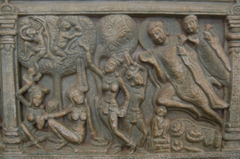 The Conversion of Nanda, Nagarjunakonda Archaeological Museum, Andhra Pradesh. From the stupa at Nagarjunakonda, Andhra Pradesh, limestone, c. 2nd–3rd century. (P. 14, fig. 1.5). Photo from Catherine Becker