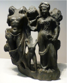 Hariti and Panchika, from Jamalgarhi, near Mardan, Pakistan. Kushan period, c. 2nd century, schist. From Shuyin