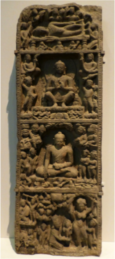 Scenes of the Buddha’s life, from Sarnath, India. Gupta period, c. 5th century, sandstone. From Shuyin