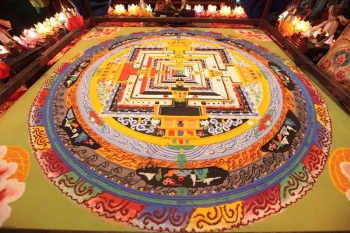 Sand mandala for the seven-day Kalachakra initiation at Swe Monastery