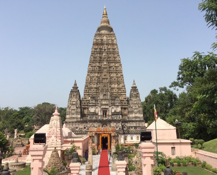 The Mahabodhi Temple in Bodh Gaya was emptied of visitors for the event.