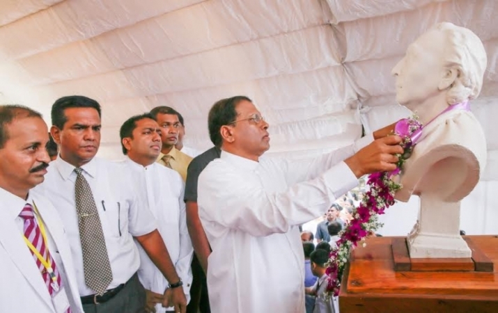 Sri Lankan president Maithripala Sirisena marks the 151st anniversary of the birth of Anagarika Dharmapala. From news.lk