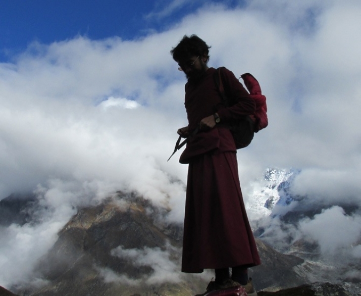 Mingyur Rinpoche hiking in the mountains in September 2013. Photo by Lama Tashi, from learning.tergar.org