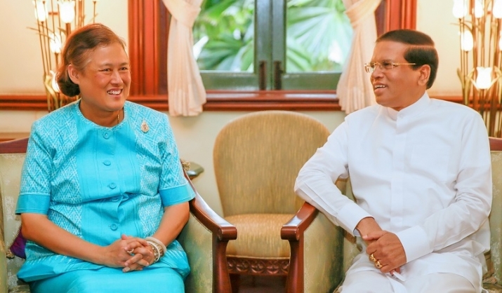 Sri Lanka's president Maithripala Sirisena meets Thai princess Maha Chakri Sirindhorn. From asiantribune.com