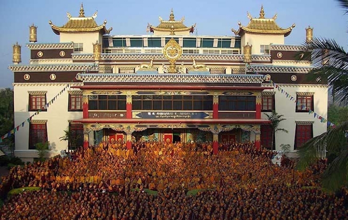 Namdroling Monastery, established by His Holiness Pema Norbu Rinpoche in India's Karnataka State, is home to nearly 5,000 Buddhist monks and nuns. From namdroling.org